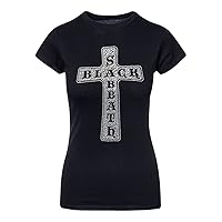 Black Sabbath Diamante Cross Skinny T Shirt - XX-Large, (Black)