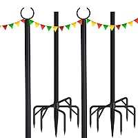 Patio String Lights Poles for Outdoors 2 Pack , 100 Inch Heavy Duty Designed String Light Pole to Use Your Garden, Backyard, Patio, Wedding, Party, Birthday Decorations (Black)
