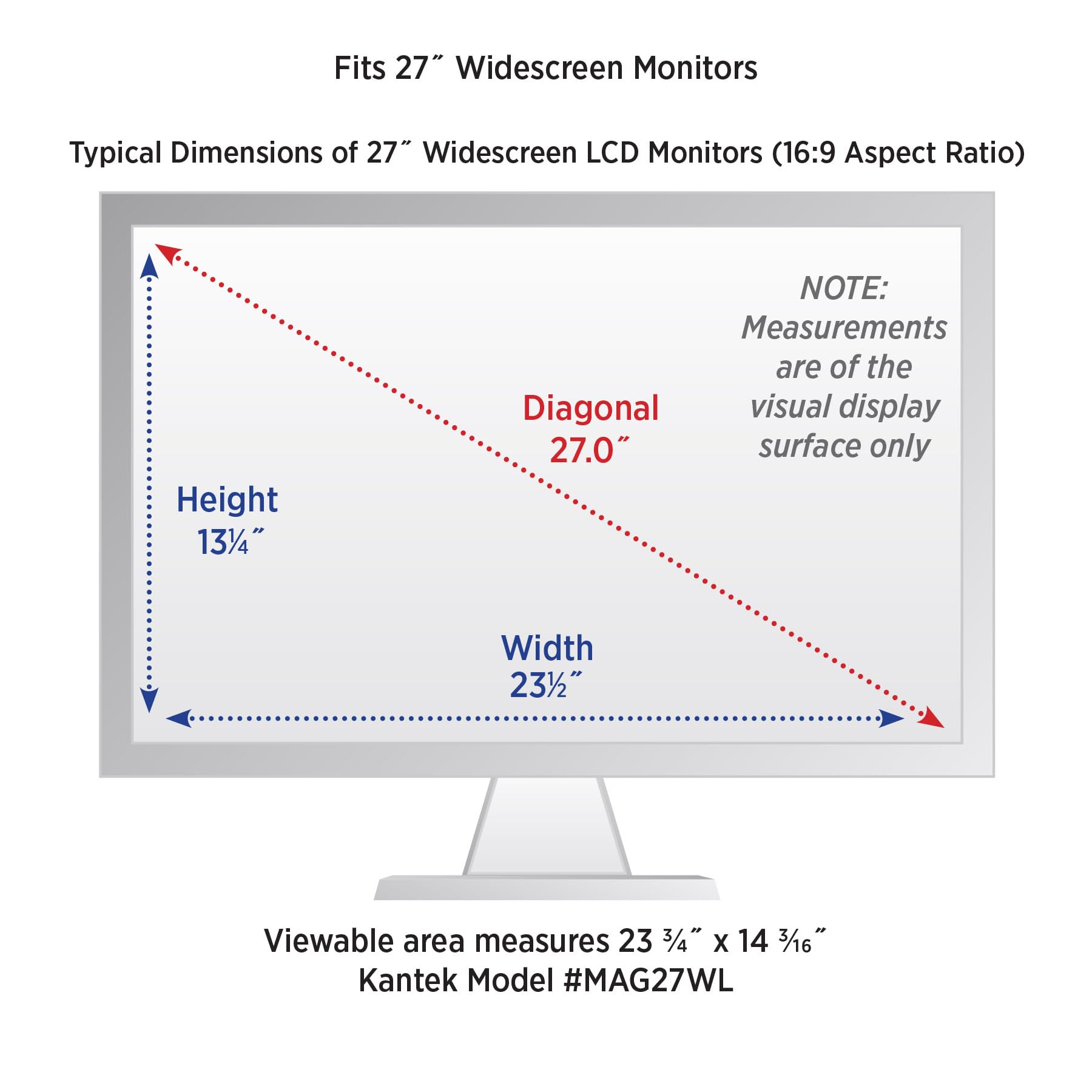 Kantek MAXVIEW LCD Computer Monitor Screen Magnifier for 27-Inch Widescreen Monitors (Measured Diagonally) (MAG27WL)