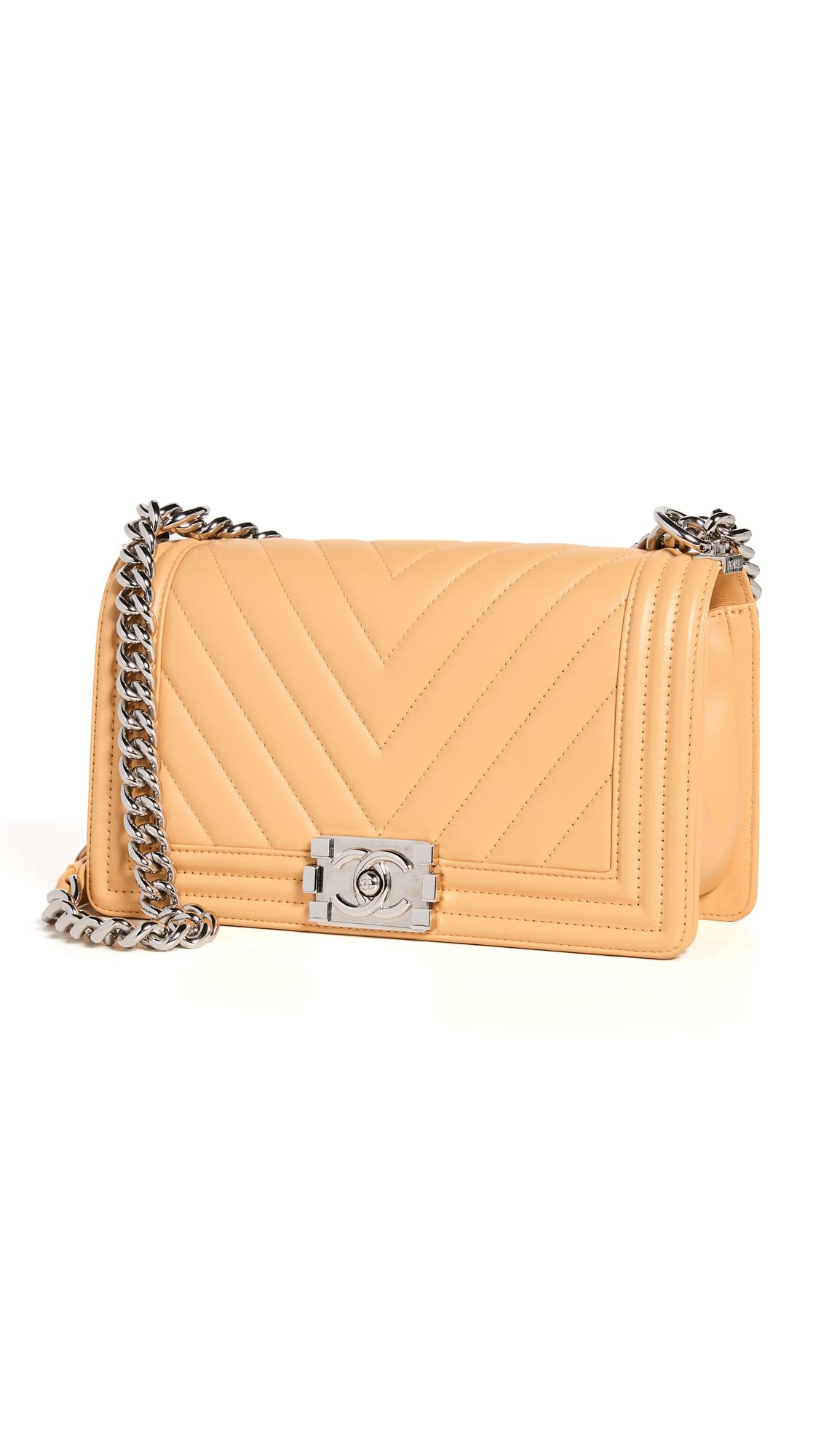 CHANEL Women's Pre-Loved Yellow Chevron Crossbody Bag