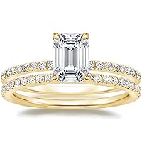 Engagement Rings with 2.00 CT Moissanite, Emerald Cut Solitaire, 10K White Gold