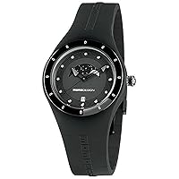 Mirage Moon Phases Womens Analog Swiss Quartz Watch with Silicone Bracelet MD3006-FL-BK11