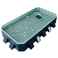 Foldable Swimming Pool, Non-Inflatable Kids' and Adults' Outdoor Large Swimming Pool, Anti-Slip PVC Family Pool with 10 Ocean Ball, Summer Water Party for Outdoor, Garden, Backyard(160 * 91 * 22)