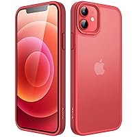 JETech Matte Case for iPhone 12/12 Pro 6.1-Inch, Shockproof Military Grade Drop Protection, Frosted Translucent Back Phone Cover, Anti-Fingerprint (Red)
