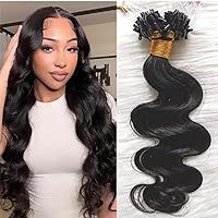 Body Wave Micro Loop Human Hair Extension Brazilian Remy Hair Invisible Microlink Micro Beads Ring Hair For Black Women 100strands 100g (#Natural Color, 22inch 100strands)