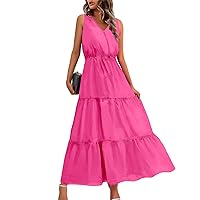 Summer Dresses for Women 2024 Flowing Casual Sleeveless Dress Long Dresses Cute Floral Long Dresses