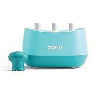 ZOKU New Triple Quick Pop Maker, Create 3 Popsicles in Minutes, Includes Super Tool, 6 Sticks and Drip Guards, 2 Pour Cups, and Character Kit, Blue