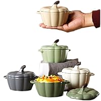 Souffle Dishes Amphora with Lids Colorful Ceramic Oven Safe Baking Souffle Pudding, Souffle, Panna Cotta, Souffle, Dip, Custard, Ice Cream (Color : White)