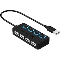 SABRENT 4 Port USB 2.0 Data Hub with Individual LED lit Power Switches [Charging NOT Supported] for Mac & PC (HB-UMLS)