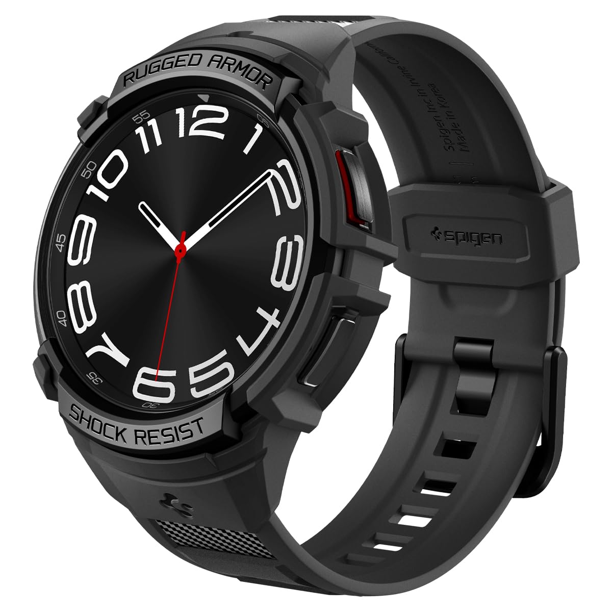 Spigen Rugged Armor Pro Designed for Samsung Galaxy Watch 6 Classic 43mm Case with Band, Rugged Galaxy Watch Band with Protective Case (2023) - Black