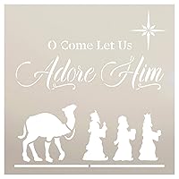 Oh Come Let Us Adore Him Christmas Stencil by StudioR12 | Wood Signs | Word Art Reusable | Family Dining Room | Painting Chalk Mixed Multi-Media | DIY Home - Choose Size (9
