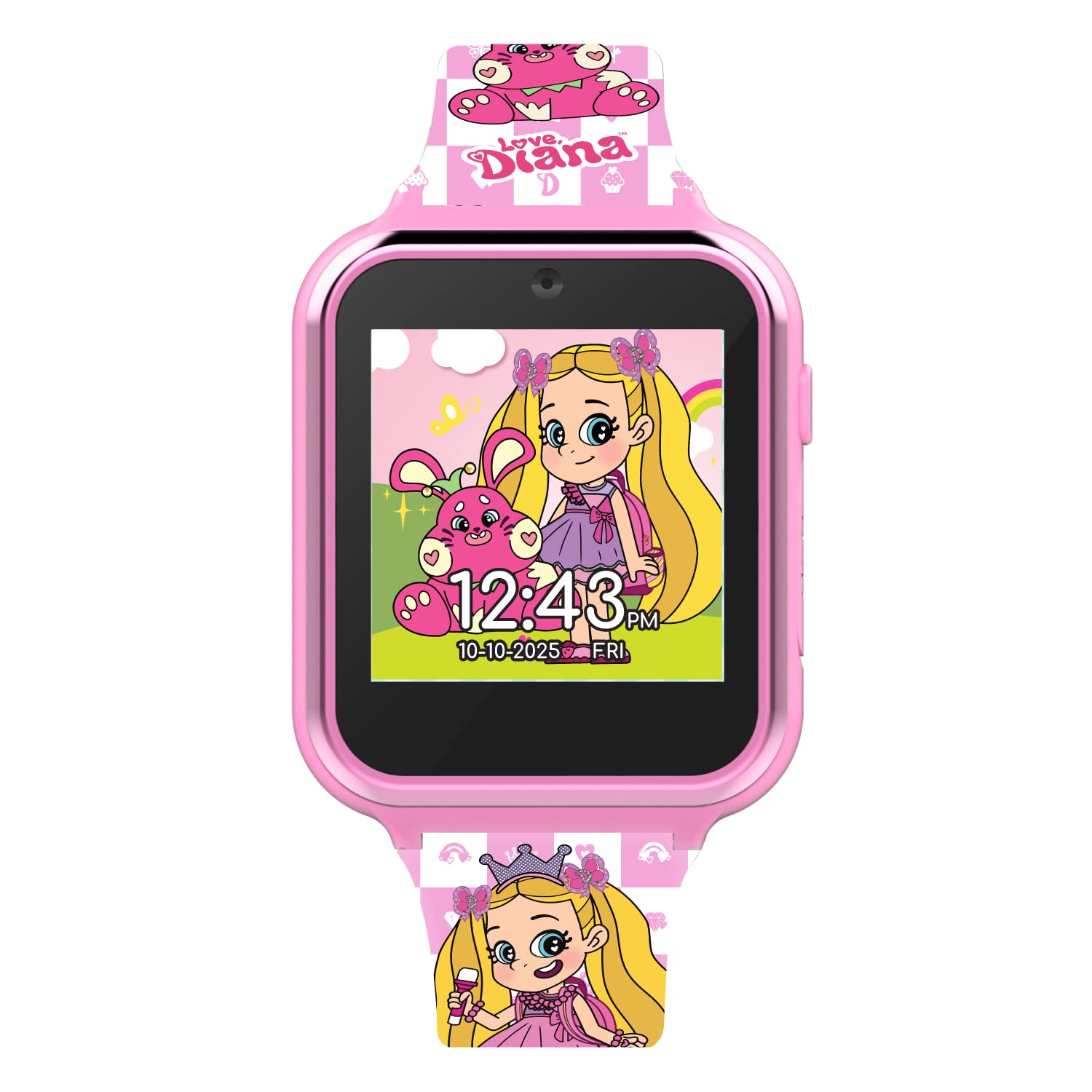 Accutime Kids Love, Diana Show Educational Learning Touchscreen Pink Smart Watch Toy with Graphic Strap for Girls, Boys, Toddlers - Selfie Cam, Games, Alarm, Calculator, Pedometer (Model: LDA4037AZ)