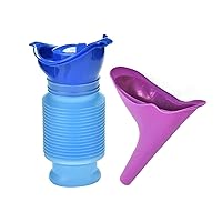 Shrinkable Urinal,750ML Male Female Portable Mobile Toilet Potty Pee Urine Bottle,Reusable Emergency Urinal for Camping Car Travel Traffic Jam and Queuing (Blue+ Purple)