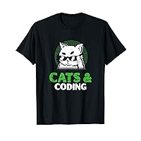 Cats And Coding Funny Coder Cat Lover Programming T-Shirt