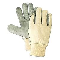 MAGID TWT26WB DuraMaster Kevlar Sewn Cow Split Leather Palm with Knit Cuff, Split, Large, Gray (Pack of 12)