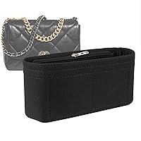 Lckaey Purse Organizer Insert for Chanel 19, Small Bag with Side Zipper Pocket, Handbag, Chanel Maxi Flip Bag Organizer Y002black-S