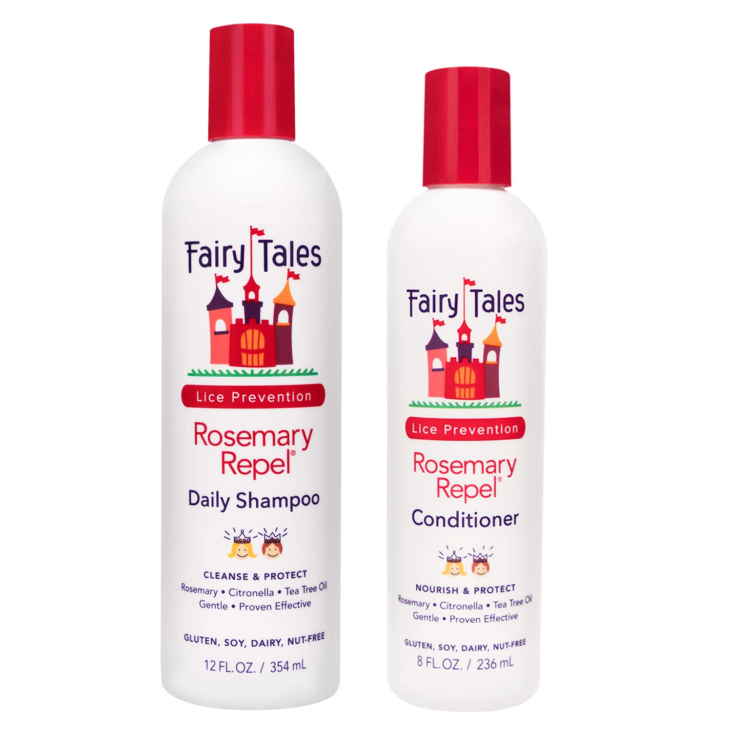 Fairy Tales Rosemary Repel Lice Shampoo - Daily Kids Shampoo (12 Fl Oz) & Conditioner (8 Fl Oz) Duo for Lice Prevention