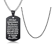 VNOX 2 Pcs Necklace for Men,Dog Tag Necklace + Bead Ball Necklace Always Remember You are Braver Than You Believe Inpsirational Jewelry Necklace Stainless Steel Military Dog Tag Chain Bead Ball Neckla