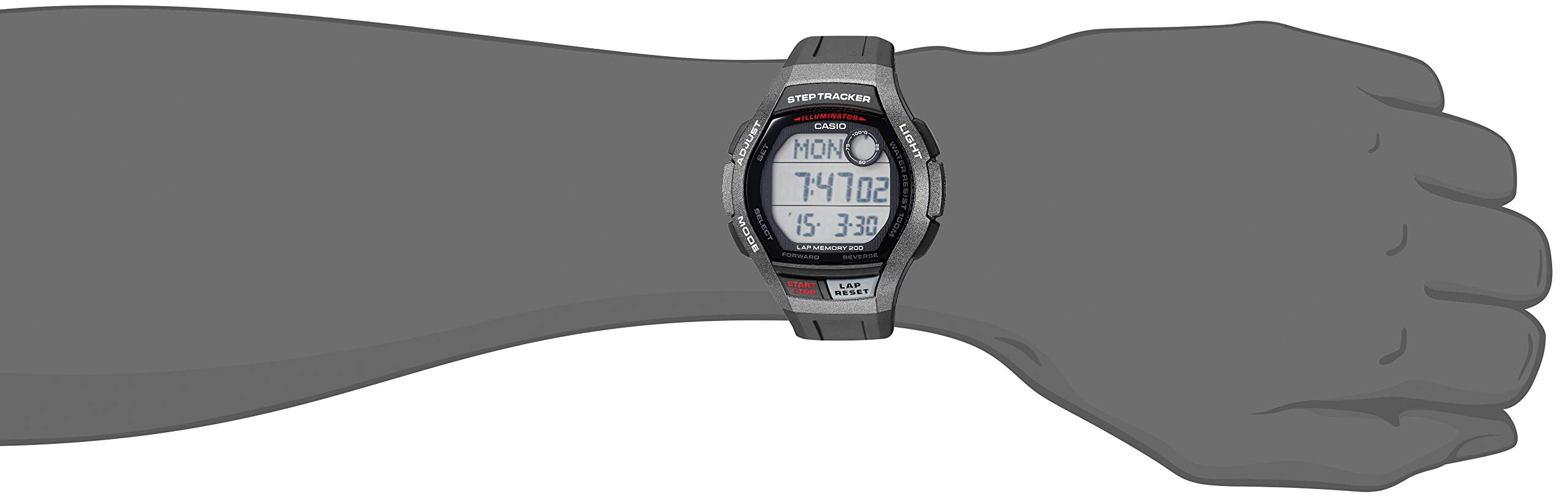 Casio Men's WS- 2000H- 1AVCF Step Tracker Digital Display Quartz Black/Black Watch