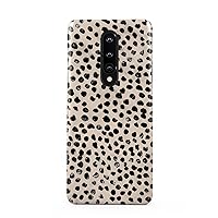 BURGA Phone Case Compatible with OnePlus 8 - Hybrid 2-Layer Hard Shell + Silicone Protective Case -Black Polka Dots Pattern Nude Almond Latte - Scratch-Resistant Shockproof Cover
