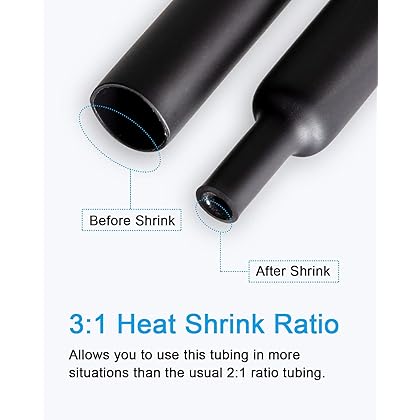 MILAPEAK 270 PCS Heat Shrink Tubing Kit - 3:1 Ratio Adhesive Lined, Marine Grade Shrink Wrap - Automotive Industrial Heat-Shrink Tubing - Black, Red