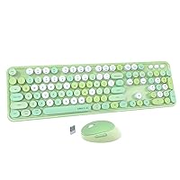 UBOTIE Colorful Computer Wireless Keyboards Mouse Combos, Typewriter Flexible Keys Office Full-Sized Keyboard, 2.4GHz Dropout-Free Connection and Optical Mouse (Green-Colorful)