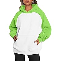Womens Oversized Hoodies Fleece Sweatshirts Long Sleeve Sweaters Pullover with Pocket solid-colored patchwork