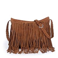 CC-US Women Faux Suede Leather Fringe Weave Tassel Crossbody Shoulder Bag Handbag