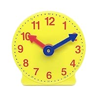 hand2mind Plastic Mini Geared Clock, Learning Clock Classroom Kit, Clock for Kids Learning to Tell Time, Yellow Practice Clock for Kids, Teaching Clock, School Supplies (Set of 1)