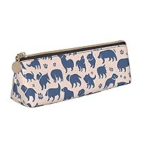 Dogs Print Pattern Pen Case Small Pencil Bag Triangle Pu Leather Pen Pouch Pen Bag Storage Bag With Zipper