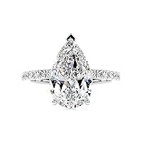 3 CT Pear Cut Moissanite Engagement Ring White Gold & Sterling Silver Ring Solitaire With Accents Ring Wedding Ring Women's Ring Valentine Sale