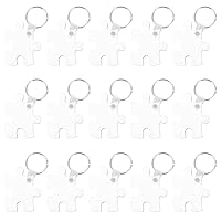 CHGCRAFT 20 Sets Puzzle Sublimation Blanks Keychains Double-Sided Keychain Blanks MDF Board Heat Transfer Keyring White for Heat Press, 2.76x1.97inch