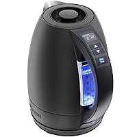 Chefman Electric Tea Kettle, 1.8 Liter Hot Water Electric Kettle Temperature Control Water Boiler with 5 Presets, Tri-Colored LED Lights, Keep Warm, Automatic Shutoff, Black