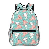 Kawaii Axolotl Large Backpack For Men Women Personalized Laptop Tablet Travel Daypacks Shoulder Bag