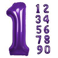 40 inch Purple Number 1 Balloon, Giant Large 1 Foil Balloon for Birthdays, Anniversaries, Graduations, 1st Birthday Decorations for Kids