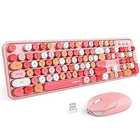 MOFII Wireless Keyboard and Mouse Combo, Full Size Typewriter Keyboard with Multi-Media Function Keys and Number Pad for Office PC Computer Laptop Desktop Windows (Pink Colorful)