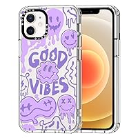 MOSNOVO for iPhone 12 & iPhone 12 Pro Case, [Buffertech 6.6 ft Drop Impact] [Anti Peel Off] Clear Shockproof TPU Protective Bumper Phone Cases Cover with Good Vibes Design