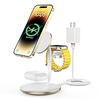 3 in 1 Wireless Charging Station for Multiple Devices, 15W Fast Wireless Mag-Safe Charger Stand for iPhone 15 14 13 12 Pro Max/Plus/Pro/Mini, Mag Safe Charger for iWatch Ultra/8/7/SE/6/5/4/3, AirPods