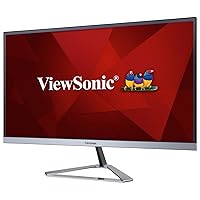 ViewSonic VX2476-SMHD 24 Inch 1080p Widescreen IPS Monitor with Ultra-Thin Bezels, HDMI and DisplayPort, Black/Silver