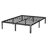 14 Inch Queen Bed Frame with Rounded Corner Legs, Heavy Duty Metal Queen Platform Bed Frame with Steel Slats Support, No Box Spring Needed, Noise Free, Easy Assembly