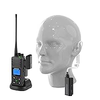 SAMCOM Wireless Headset with Clear Acoustic Tube Earpiece and 2 Pin Dongle, Wireless Surveillance Earpiece with PTT Microphone Speaker for 2 Pin K Port Two Way Radio, Radio not Included