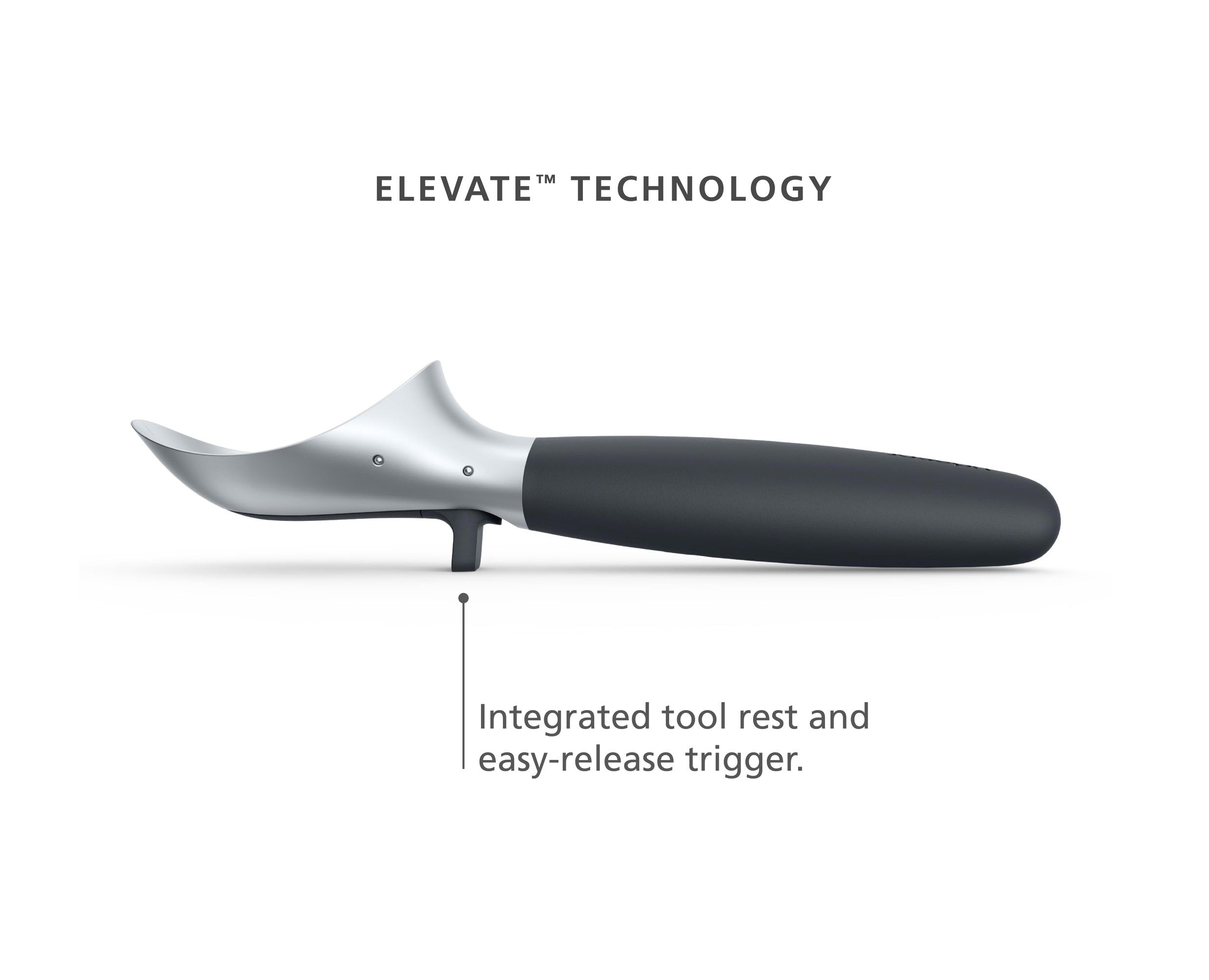 Joseph Joseph Elevate Ice Cream scoop with easy trigger release and intergrated tool rest improves hygiene, Non slip handle