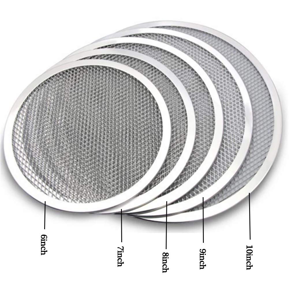 ONDIAN CHUNCIN - Pizza Pan Aluminum Net Set of 5, Wire Rack for Roasting, Baking, Cooling, Oven Safe, Various Size, Multi Purpose, Dishwasher Safe,Silver