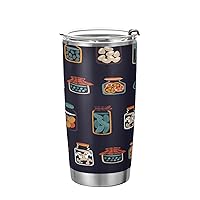 Pickled Cucumber Tomatoes Olives Tumbler Stainless Steel Insulated Cup Travel Mug for Coffee Double Wall Vacuum Thermos with Straw and Lid 11oz
