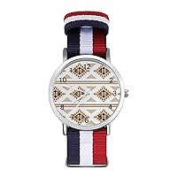 Native Navajo Tribe Pattern Printed Quartz Watches Fashion Arabic Numerals Wrist Watch with Adjustable Strap for Men Women