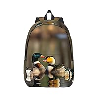 Mallard Ducks Print Laptop Backpack For Women Travel Canvas Bookbag For Men Outdoor Fashion Casual Daypack