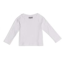 Khanomak Kids Girls 100% Cotton Crewneck Long Sleeve Casual Classic Baseball T-Shirt Tee (White_13/14Yrs)