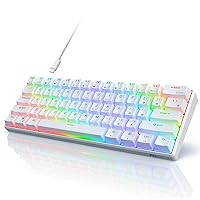 RK61 Wired 60% Mechanical Gaming Keyboard Programmable QMK/VIA RGB Backlit 61 Keys Ultra-Compact Hot Swappable Red Switch White