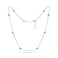18K Yellow/White/Rose Gold Round By The Yard Necklace With 1.05 TCW Natural Diamond (Round Shape, Yellow Color, VS-SI2) Dainty Necklaces For Women, Fine Jewelry For Women, Gift For Her, Gold Jewelry