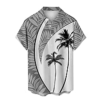 Men's Hawaiian Shirts Short Sleeve Casual Shirts Tropical Palm Floral Print Button Down Summer Aloha Beach Shirts, S-5XL